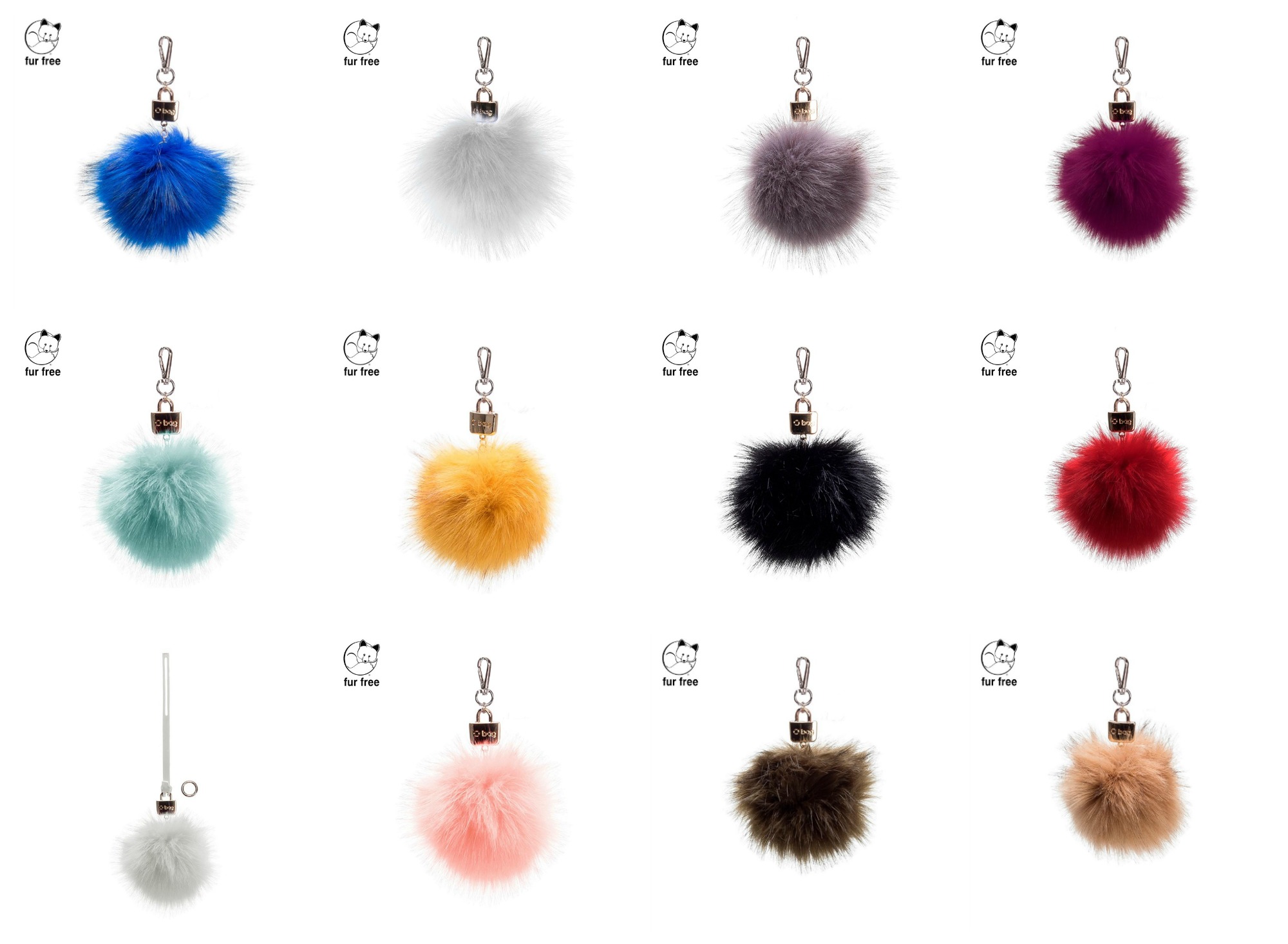 Pom Pom O Bag in ecopelliccia volpe colorata inverno 2018 2019