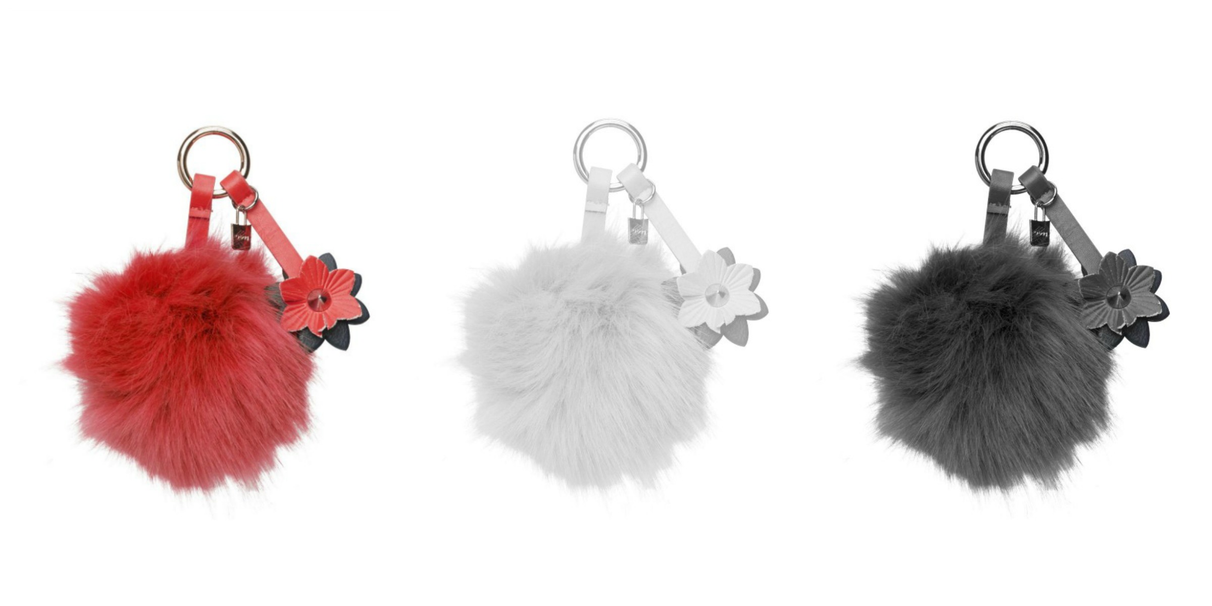 Pom Pom O bag in ecovolpe con fiore