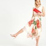 Elegante abito con top in pizzo e gonna asimmetrica a fiori Rinascimento estate 2019