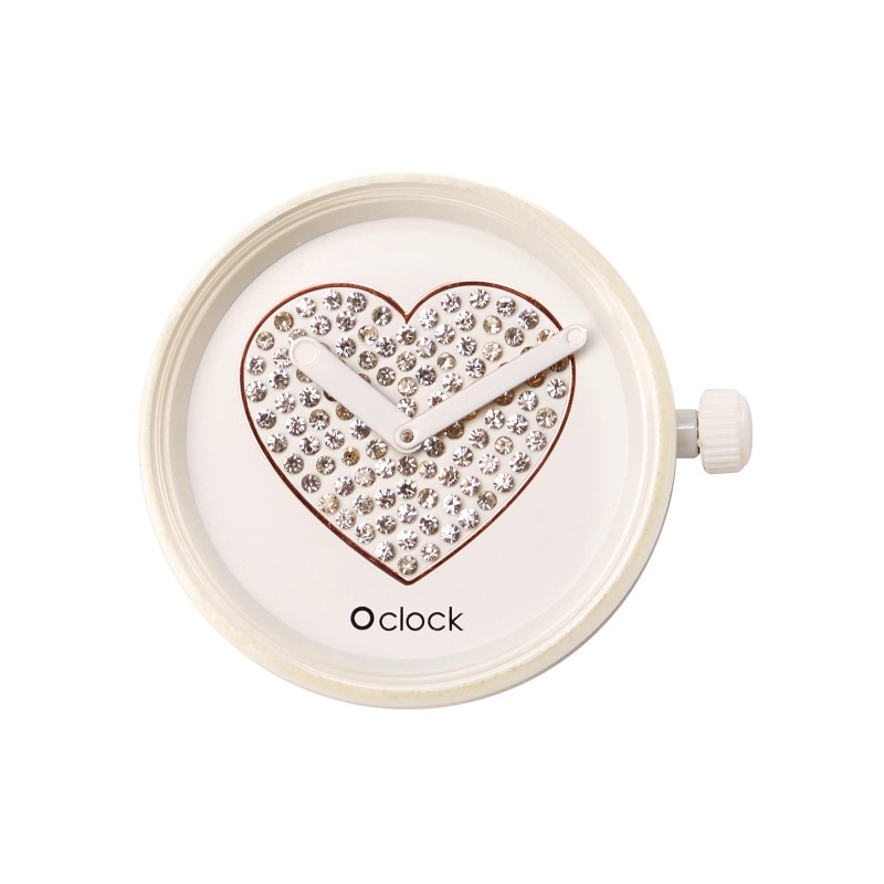 Meccanismo O Clock Sparkling heart bianco per orologio O Bag