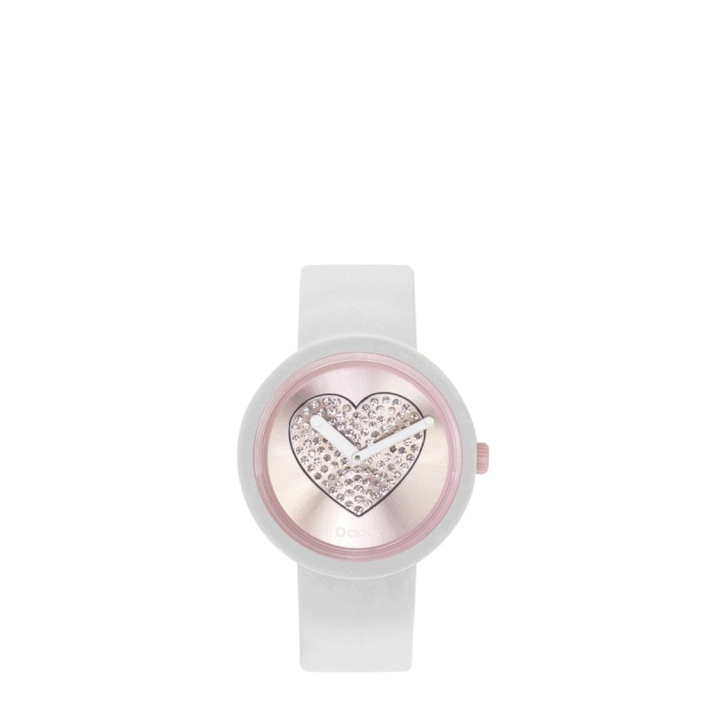 Orologio O Clock bianco con meccanismo cuore cipria 2019