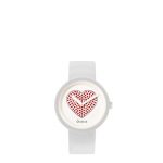 Orologio O Clock bianco con meccanismo cuore rosso 2019