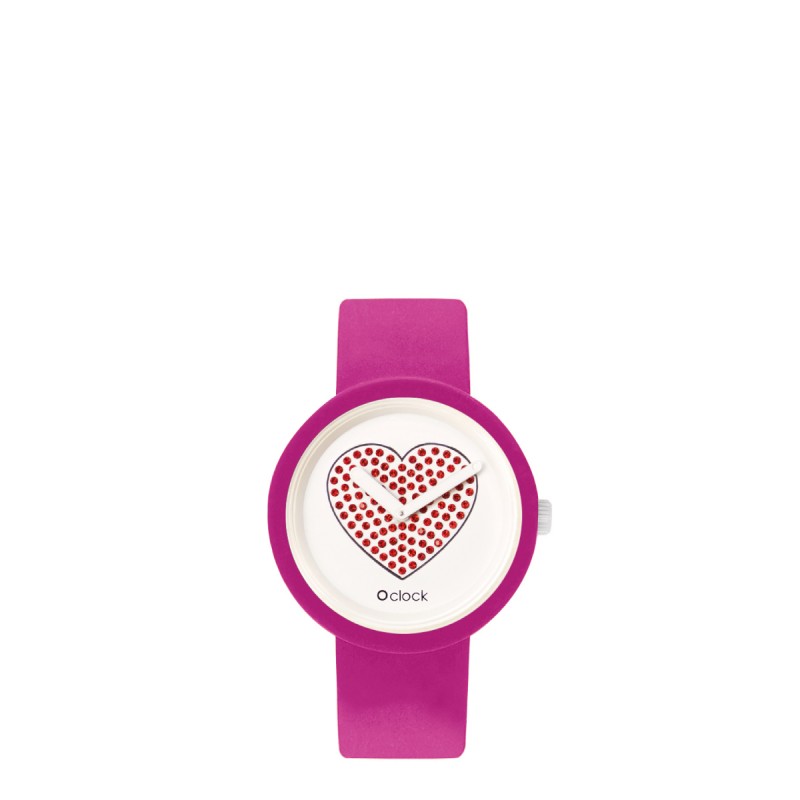Orologio O Clock magenta con meccanismo cuore rosso 2019