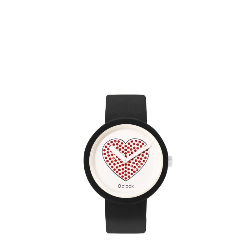 Orologio O Clock nero con meccanismo cuore rosso 2019
