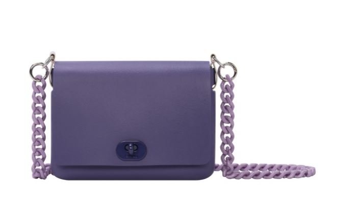 O Pocket viola scuro con catena in plexiglass