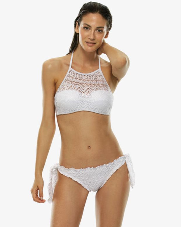 Bikini con top bralette in pizzo crochet bianco Lovable 2019
