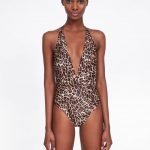 Costume intero animalier dal profondo scollo a V Zara 2019