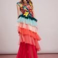 Abito lungo elegante con gonna in tulle a balze Elisabetta Franchi estate 2019