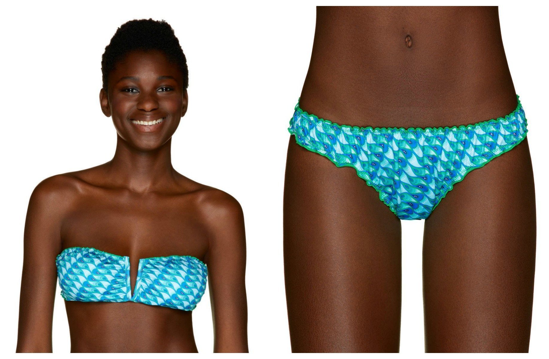 Benetton costume da bagno a fascia e slip frou frou 2019