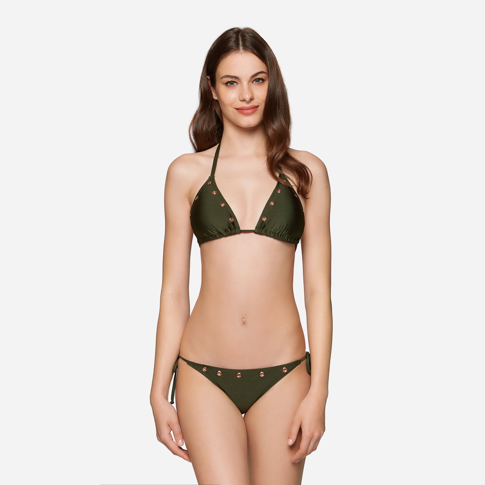 Bikini a triangolo in tessuto luciso Goldenpoint estate 2019