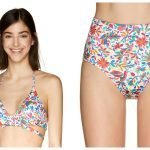 Bikini in fantasia con slip a vita alta Benetton 2019