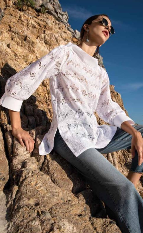 Blusa in cotone sangallo Nara Camicie primavera estate 2019