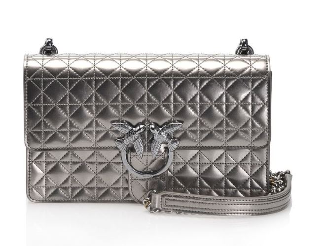 Borsa Pinko Love bag tris in pelle trapuntata laminata prezzo 335 euro