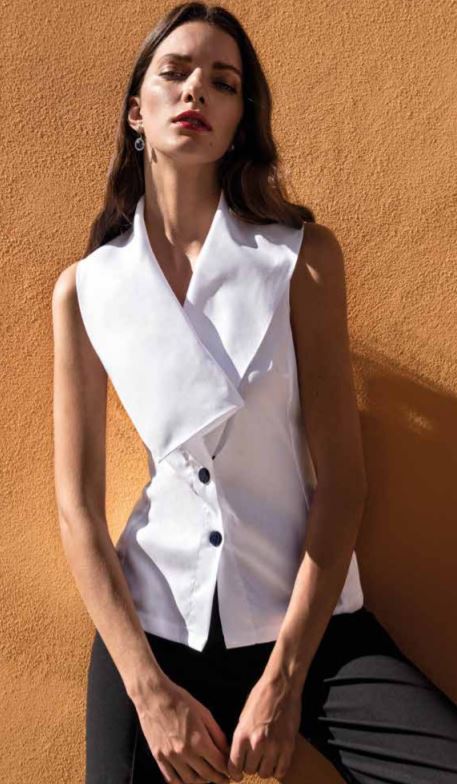 Camicia smanicata con ampio collo estate 2019 donna