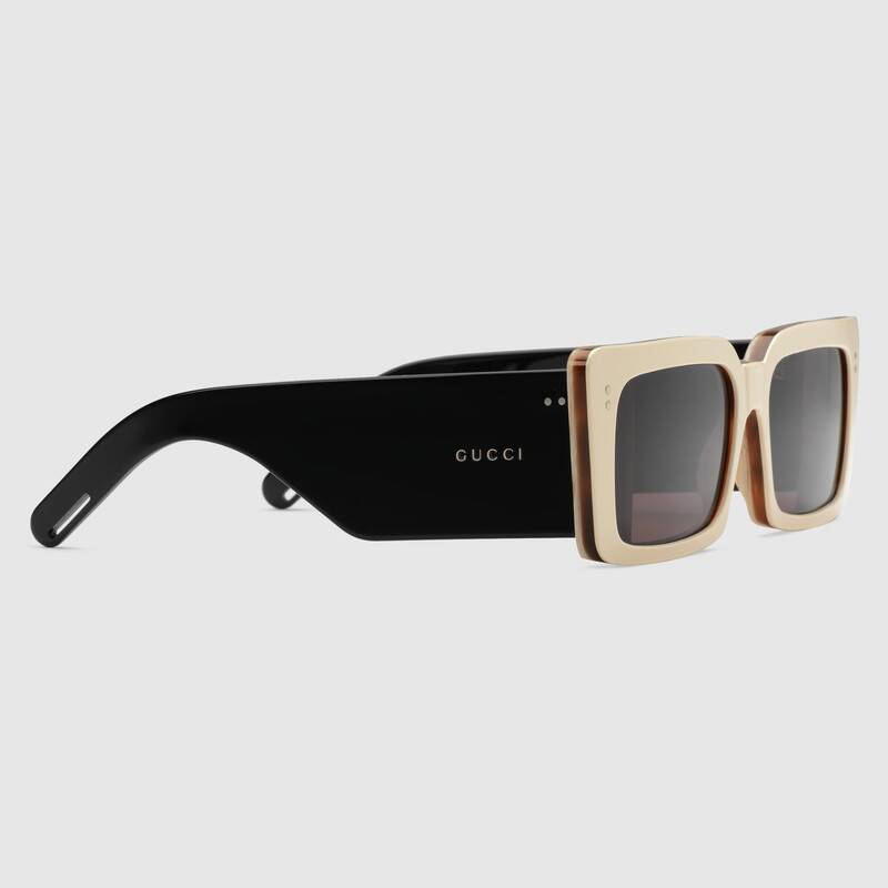 Occhiale da sole rettangolare con aste larghe Gucci 2019