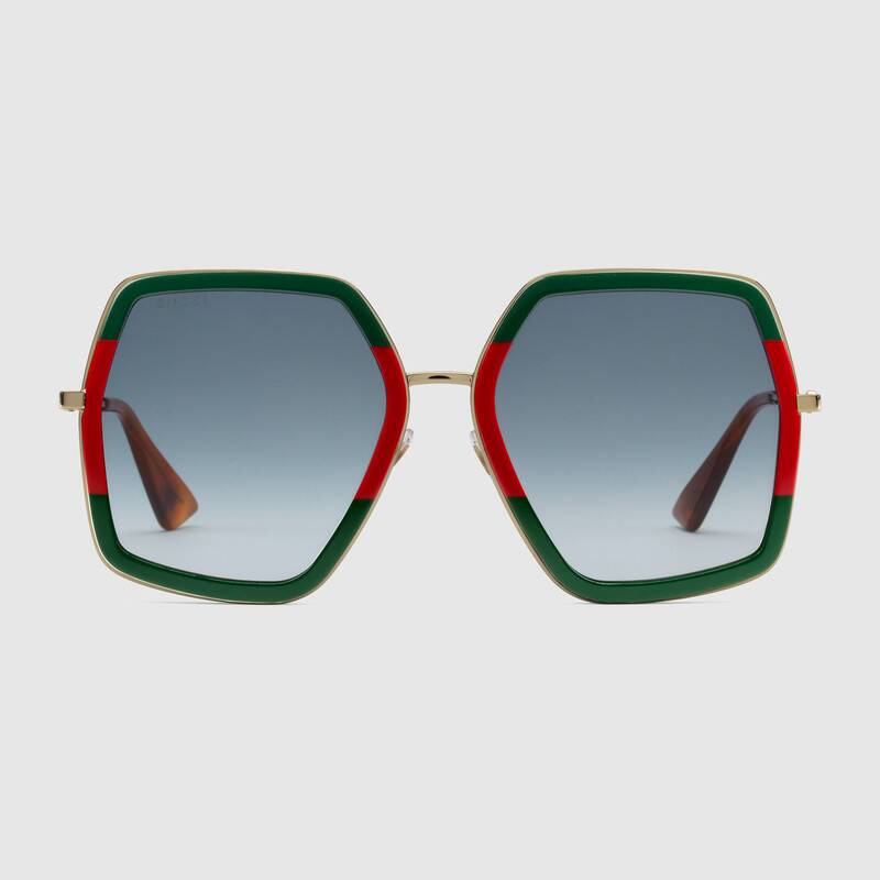Occhiali da sole oversize in metallo e acetato Gucci 2019