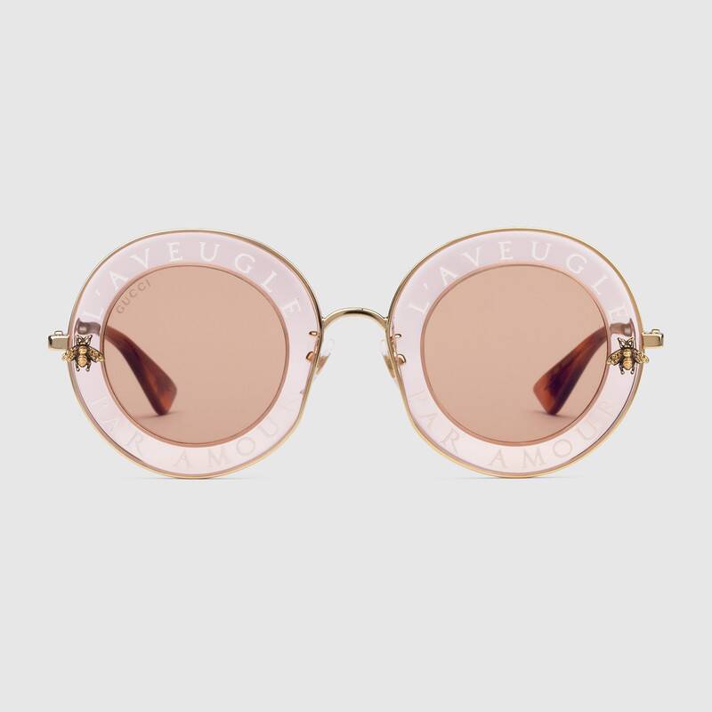 Occhiali da sole rotondi GUCCI con scritta collezione 2019