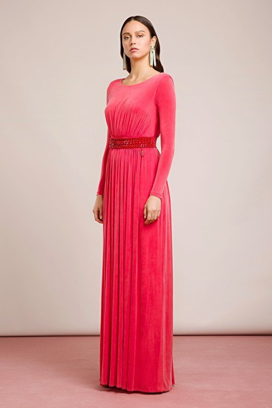 Raffinato abito con maniche lunghe Elisabetta Franchi collezione primavera estate 2019