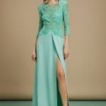 Vestito lungo da cerimonia Elisabetta Franchi 2019 con top in pizzo