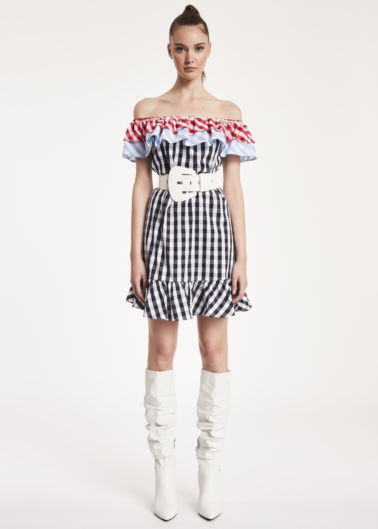 Abito corto a quadretti Denny Rose collezione estate 2019