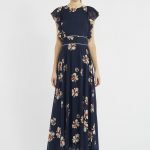 Abito lungo Denny Rose blu a fiori collezione primavera estate 2019
