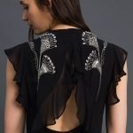 Abito lungo elegante nero da cerimonia Twinset con ricami inverno 2019 2020