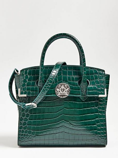 Atlas Bag Guess Luxe in vera pelle effetto coccodrillo colore verde catalogo inverno 2019 2020jpg Atlas Bag Guess Luxe in vera pelle effetto coccodrillo colore verde catalogo inverno 2019 2020jpg