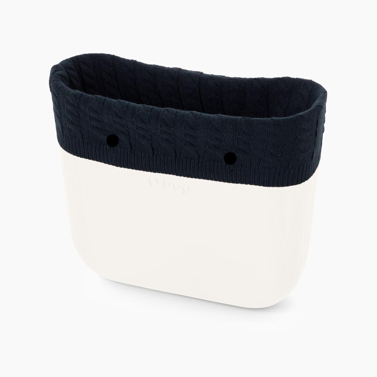 Bordo borsa o bag invernale in lana con trecce colore blu navy