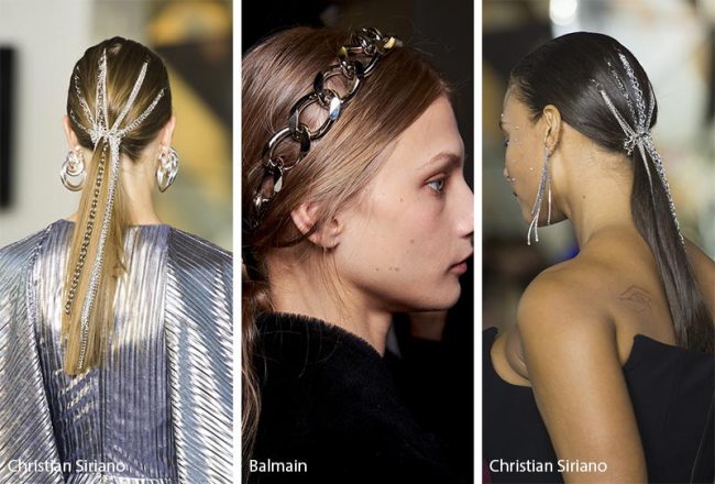 Cerchietti e clip extension per capelli con catene moda inverno 2019 2020 Cerchietti e clip extension per capelli con catene moda inverno 2019 2020