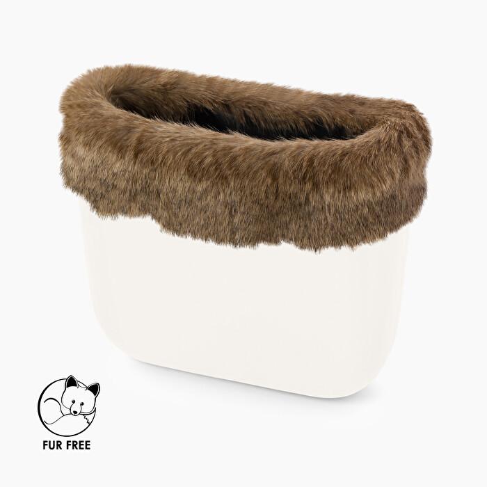 Nuovo bordo borsa O bag in ecopelliccia effetto castoro colore sabbia inverno 2019 2020