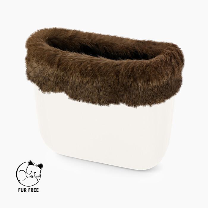 Nuovo bordo borsa O bag in ecopelliccia effetto castoro marrone