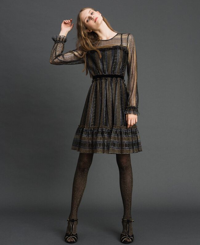 Vestito in pizzo lurex e velluto Twinset autunno inverno 2019 2020 prezzo 250 euro