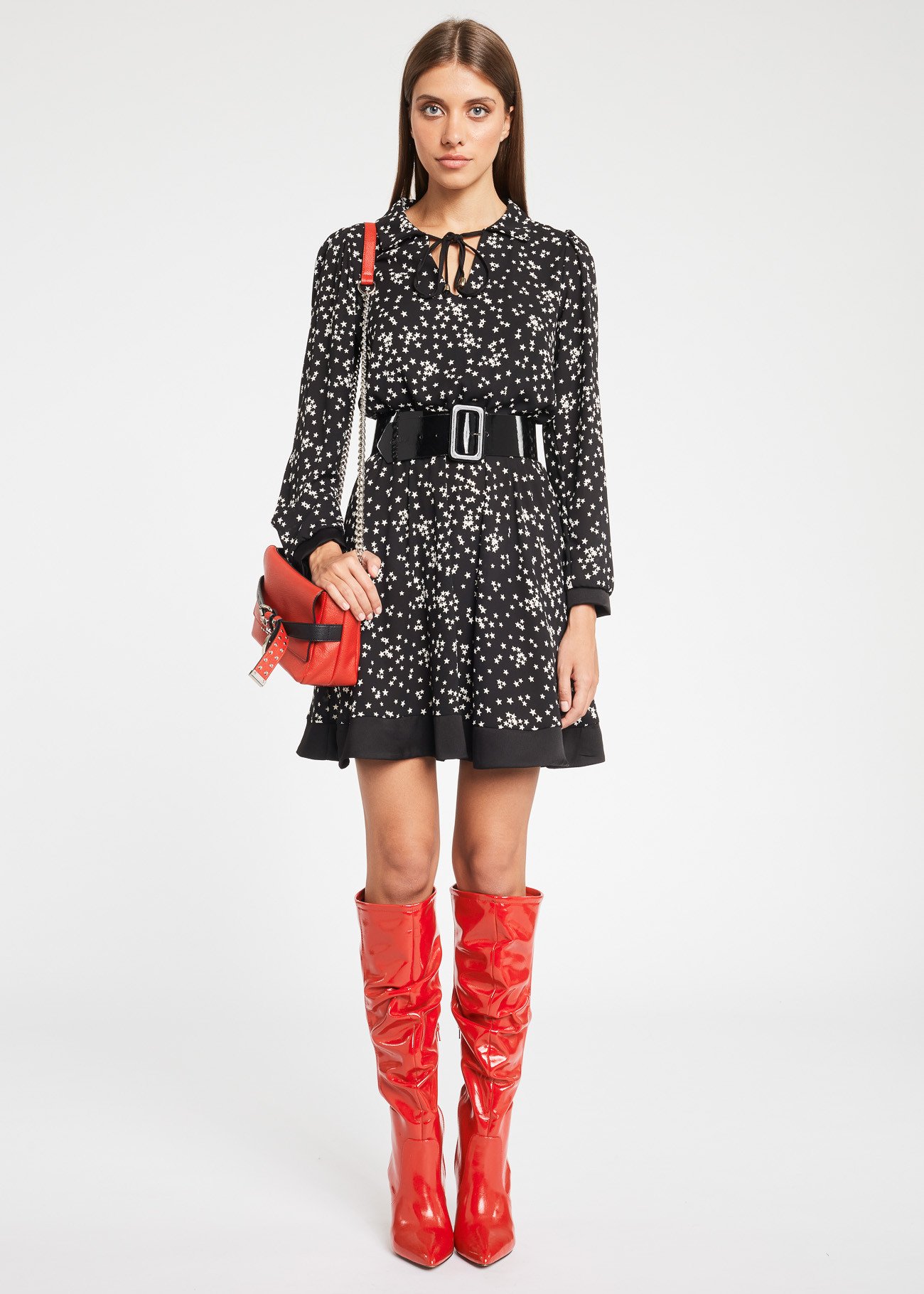 Abito in raso con stelle Denny Rose catalogo autunno inverno 2019 2020