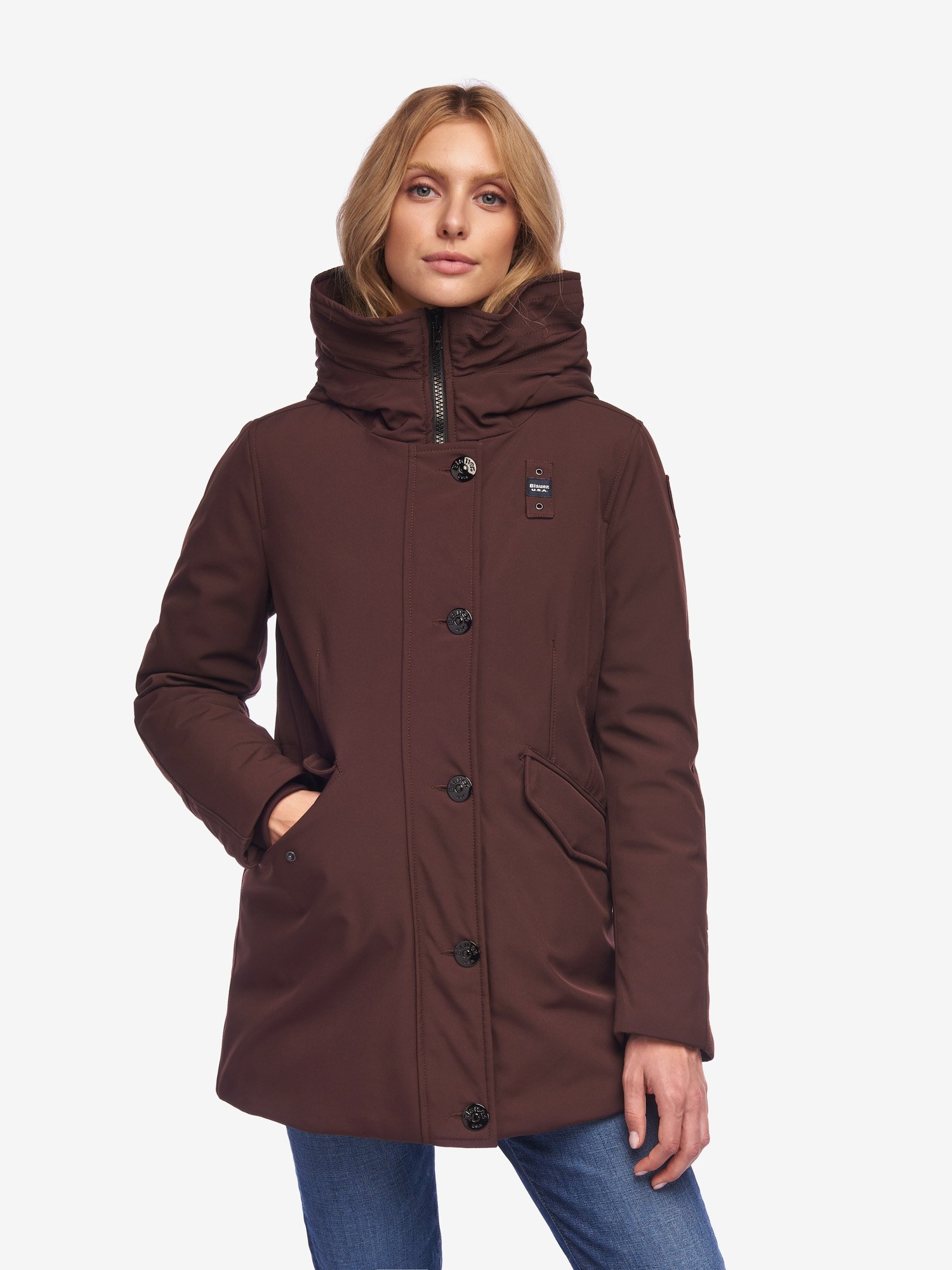 Blauer Parka donna a collo alto inverno 2020 colore Blackberry prezzo 413 euro