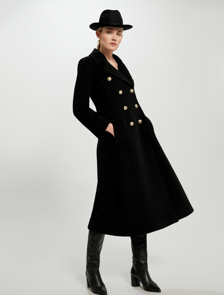 Lazarus Jacket Uomo – Cappotto In Stile Militare Nero Con Cintura – Vestibilità Normale – EMP