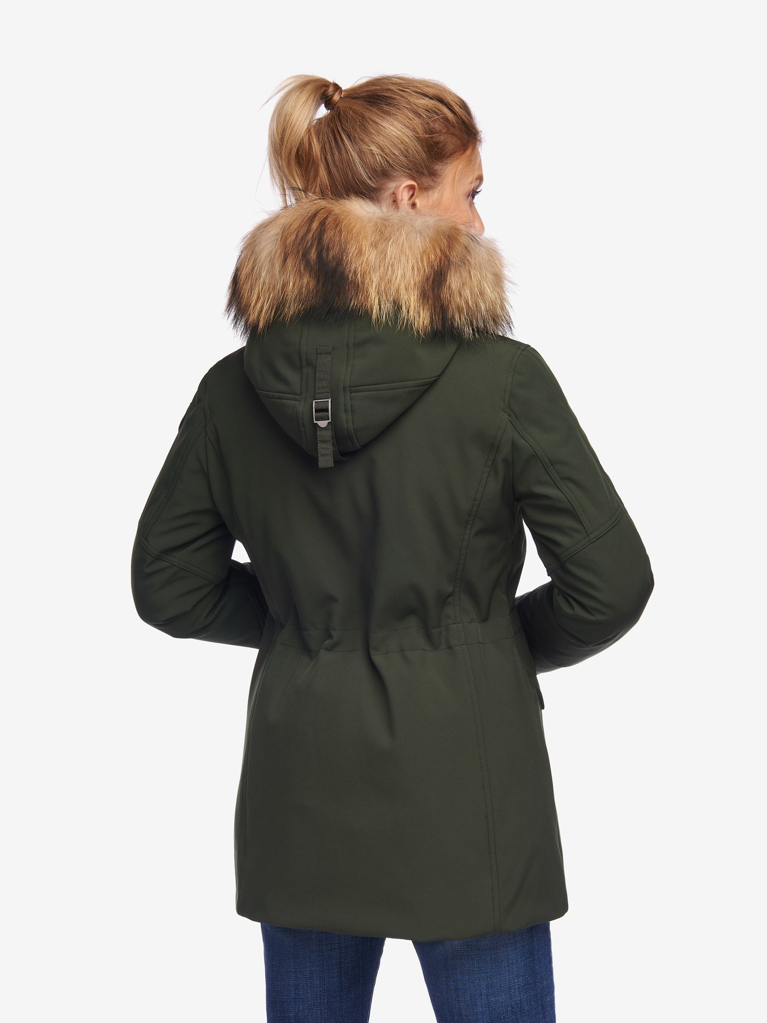 Parka Blauer donna collezione inverno 2020 in neoprene verde foto retro