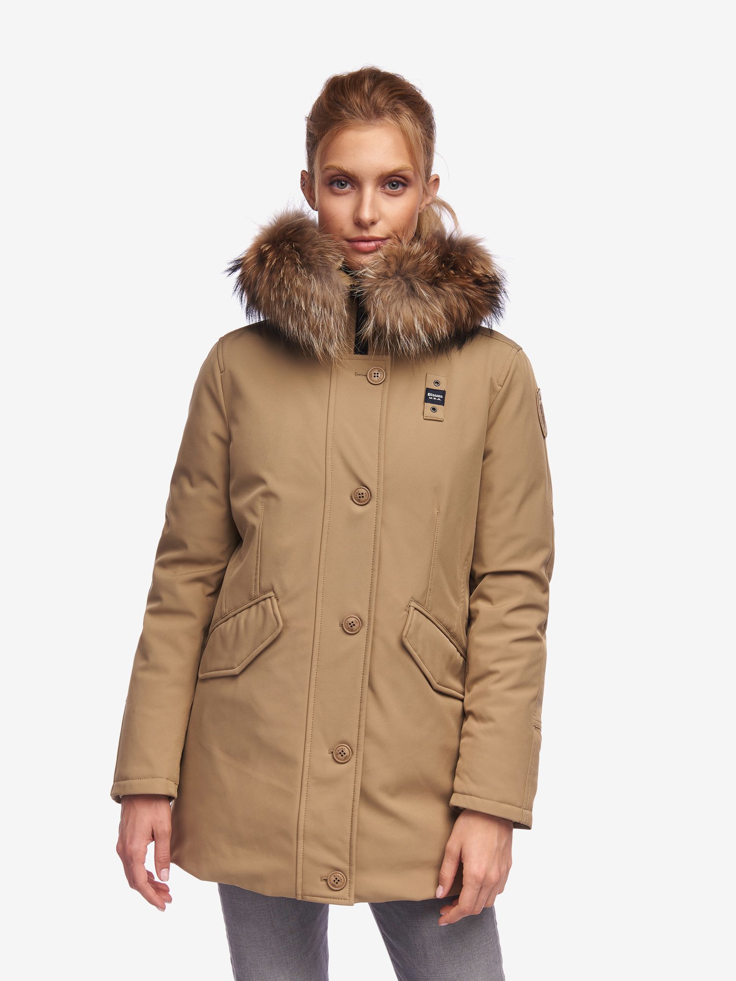 Parka Blauer donna collezione inverno 2020 prezzo 463 euro colore mandorla