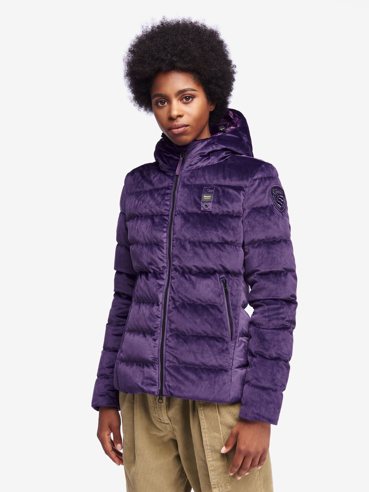 Piumino corto in velluto Blauer donna inverno 2019 2020