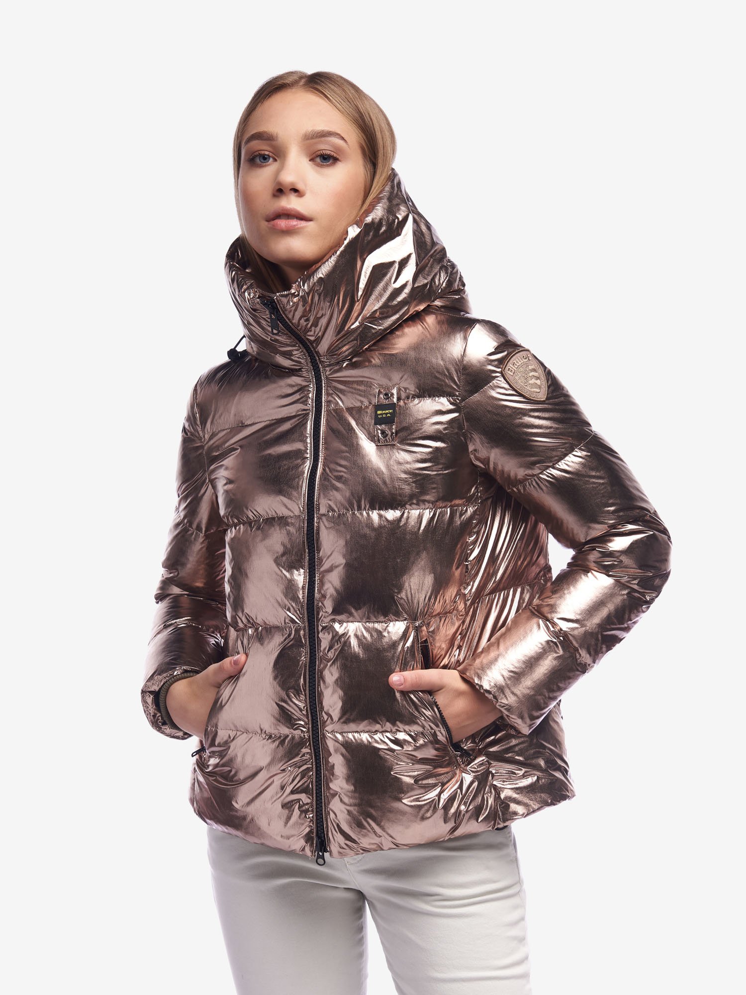 Piumino metallizzato Blauer collezione inverno 2020 prezzo 348 euro