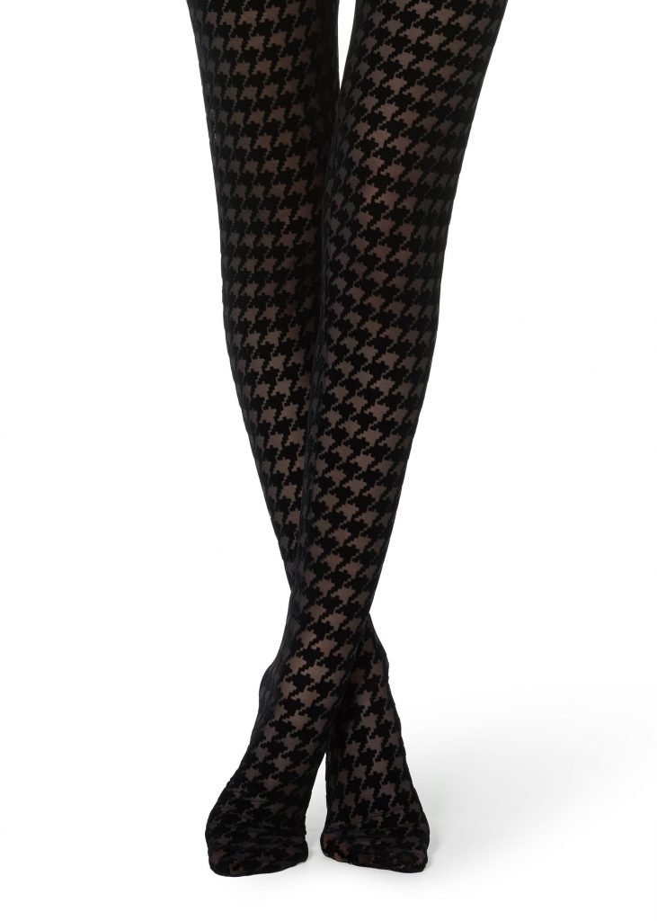 Pied de poule Calze di Seta Collant Di Controllo Alla Moda Top Collant Velati Stretch Slim Leggings per il Partito Dress up