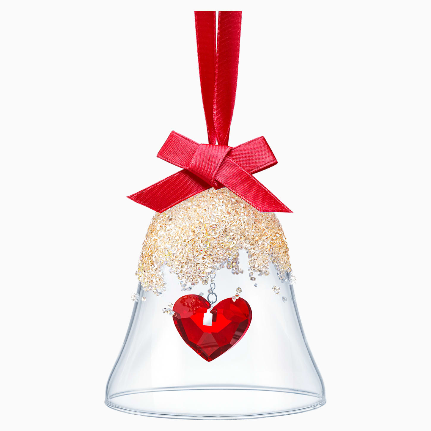 Campanella di vetro Swarovski Natale 2019 con cuore rosso