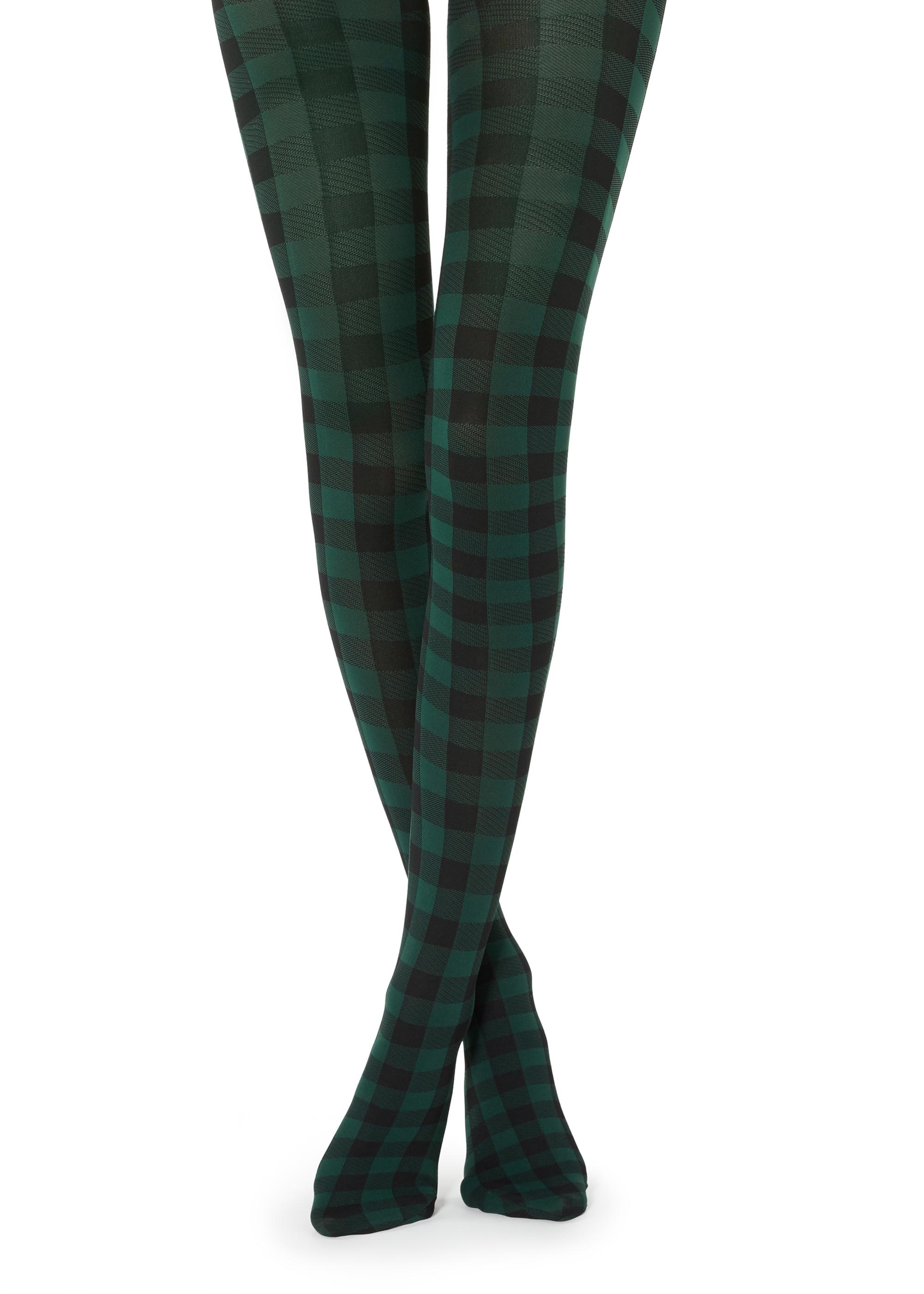 Collant a quadri vichy verdi Calzedonia inverno 2019 2020