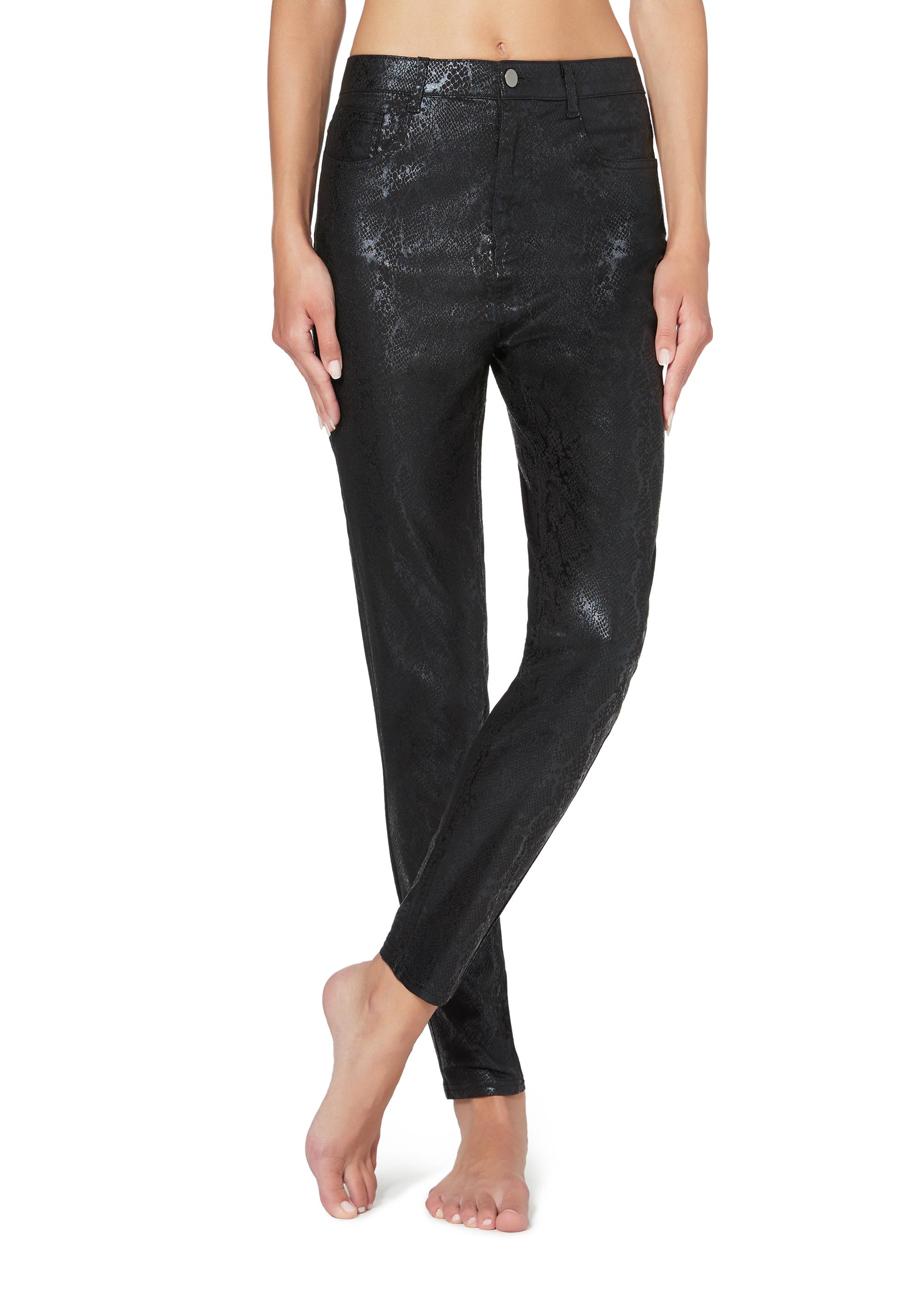 Leggings effetto pelle nera pitonata Calzedonia