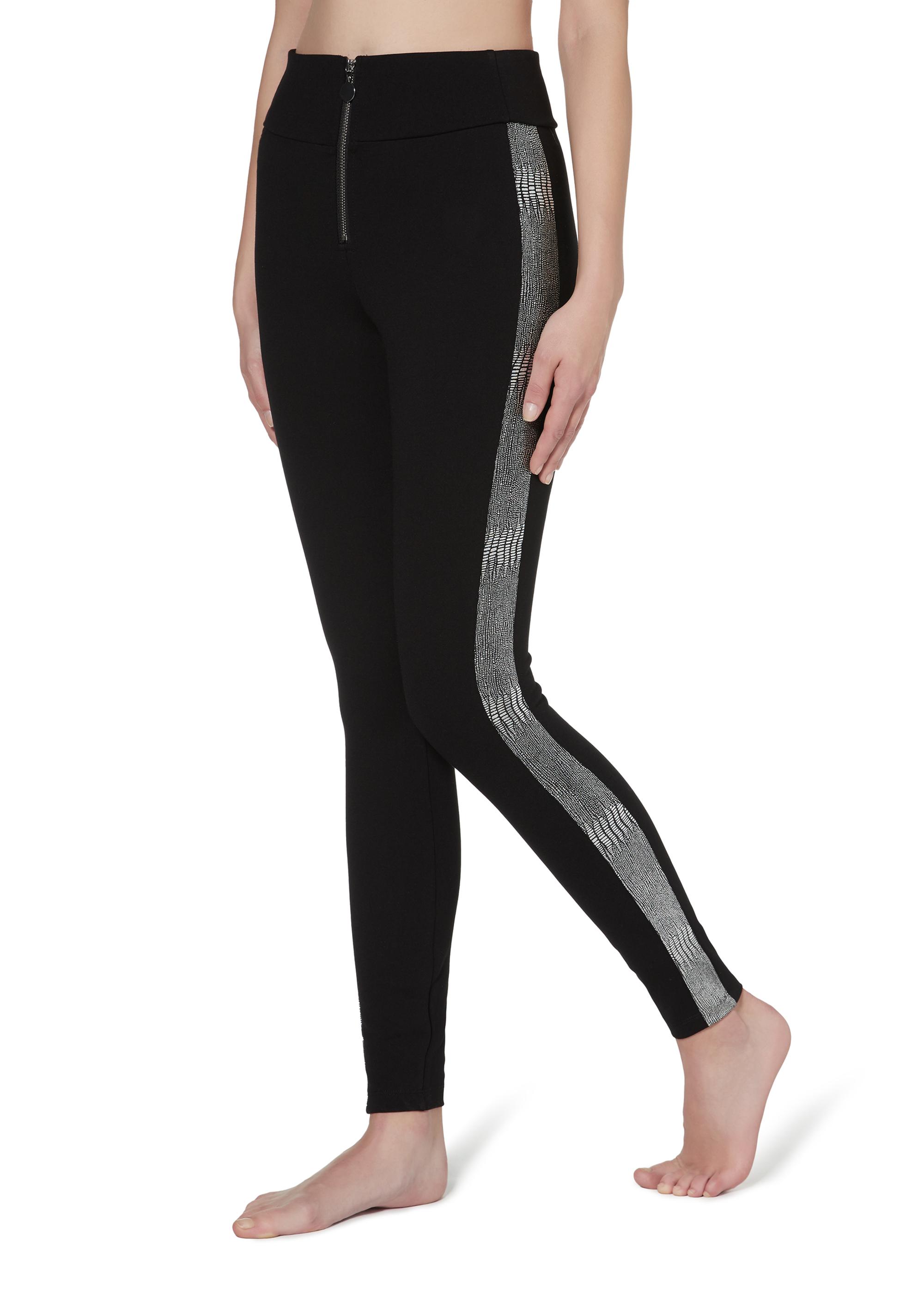 Leggings modellanti neri con bande laterali metallizzate Calzedonia inverno 2019 2020
