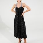 Vestito in velluto con pois glitterati linea Smart Couture Motivi inverno 2019 2020 prezzo 249 euro