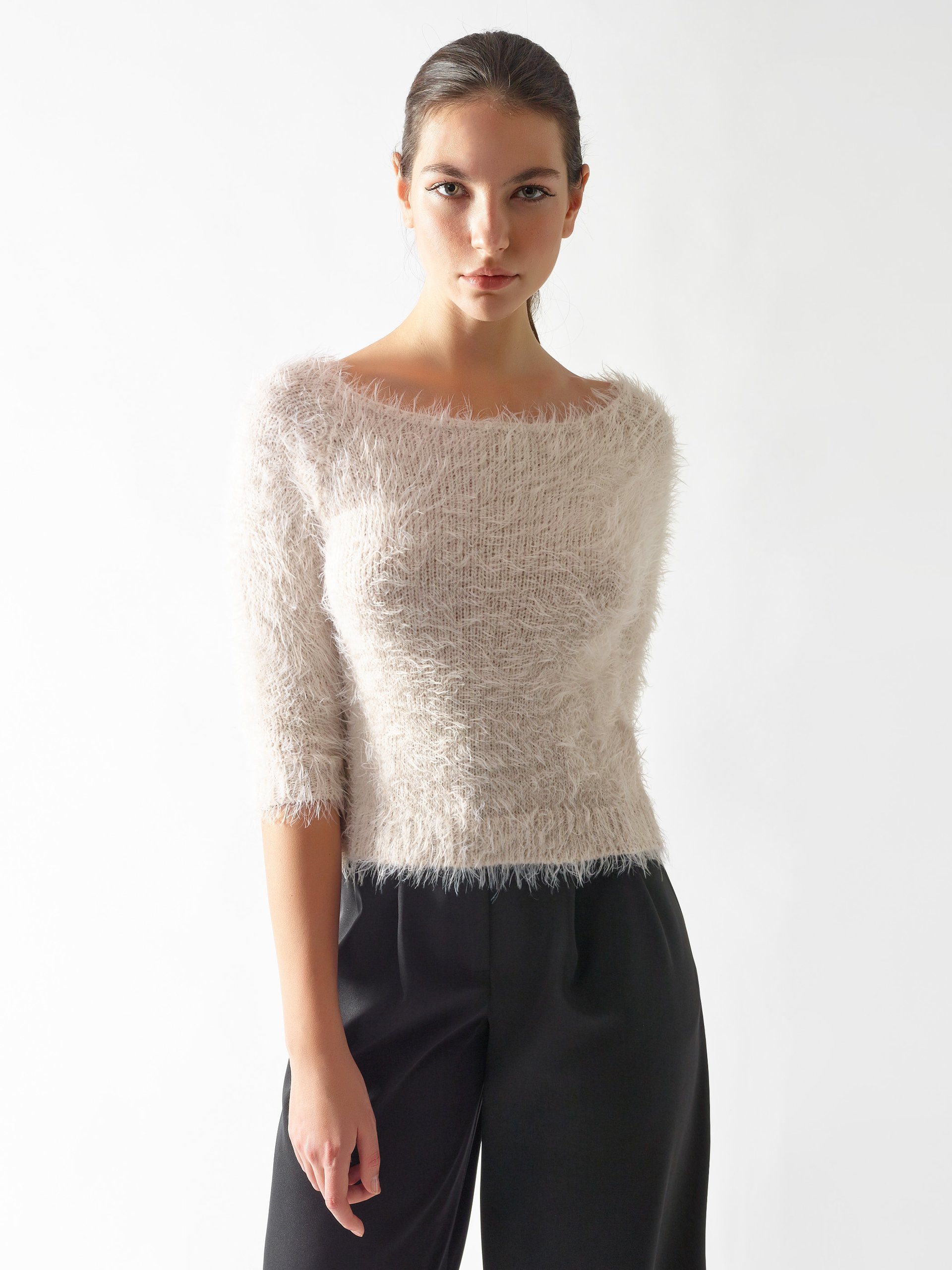 Rinascimento maglia furry color crema