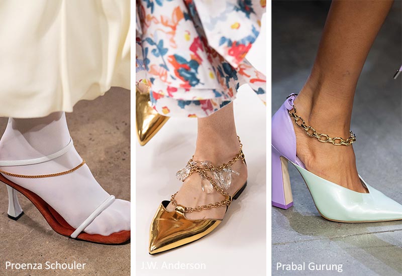 Scarpe e Sandali con cavigliera in catena moda primavera estate 2020