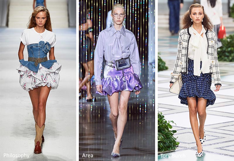 Minigonne con balza stile anni 80 moda estate 2020