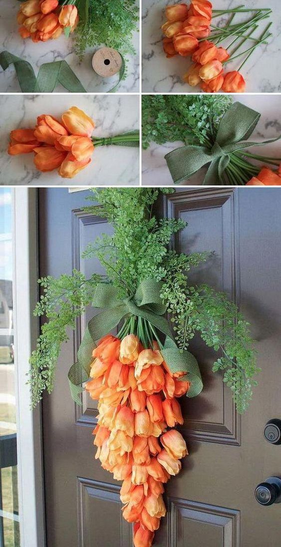 Addobbo Primaverile con fiori da appendere alla porta di casa