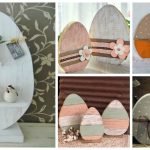 Idee Decorazioni Pasquali a forma di Uova di pasqua con legno riciclato